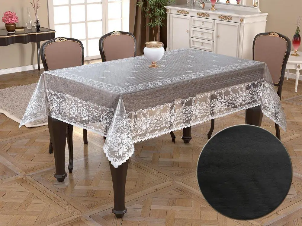 

Knitting Board Pattern Round Tablecloth Delicate Black