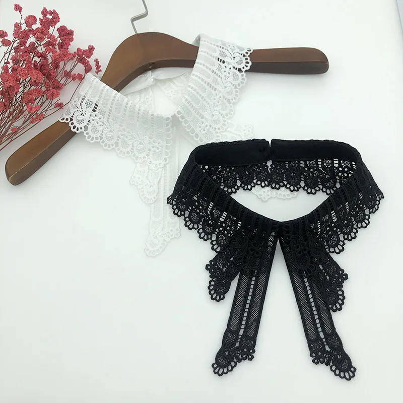 

Women Shirt Detachable Collars Lace Hollow White Black Shirt False Collar Shirts Sweater Girls Dress Fake Collar Decorative