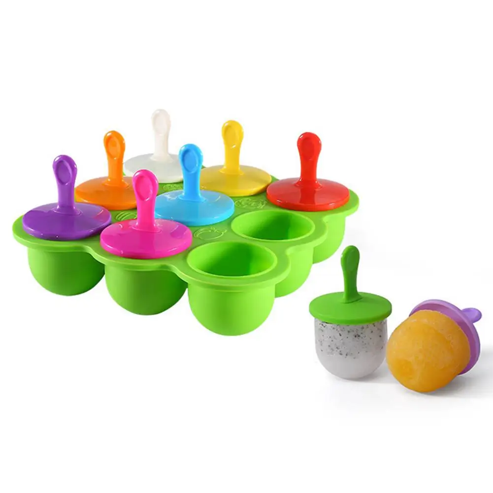 

9 Holes Ice Lolly Mould Silicone Reusable Round Ice Cream Popsicle Making Mold Home Kitchen Accessories