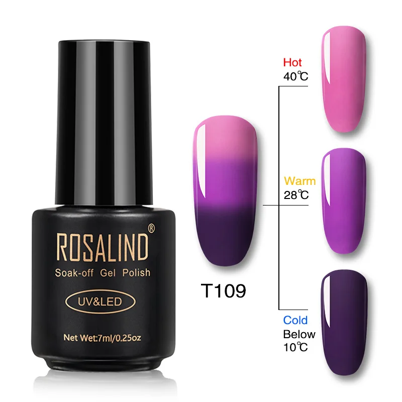 RAT109 ROSALIND гель 1S меняющий температуру лак для ногтей 7 мл замачиваемый Гель-лак для ногтей Полупостоянный УФ светодиодный лак для ногтей - Цвет: RAT109