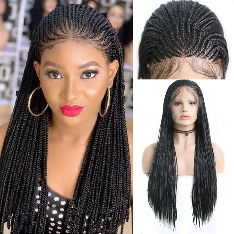 

Charisma Synthetic Lace Front Wig Long Box Braided Wigs For Women Black Wigs with Baby Hair Heat Resistant Fiber Braids Wig