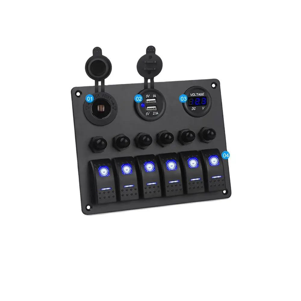 6 банда Водонепроницаемый светодиодный кулисный переключатель Панель для авто