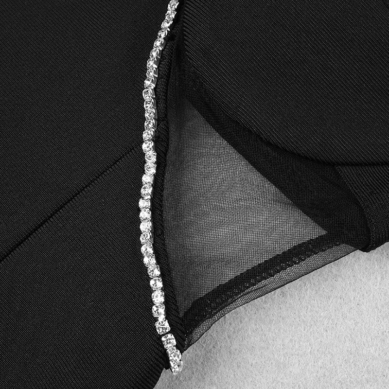 

VC All Free Shipping 2020 New Trendy Beads Design Sexy V Neck Voile Splicing Sleeveless Celebrity Party Bandageg Mini Slip Dress