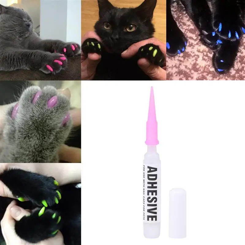20 шт. Чехлы для ногтей собак кошек когтей колпачки лап мягкий защитный гель клей