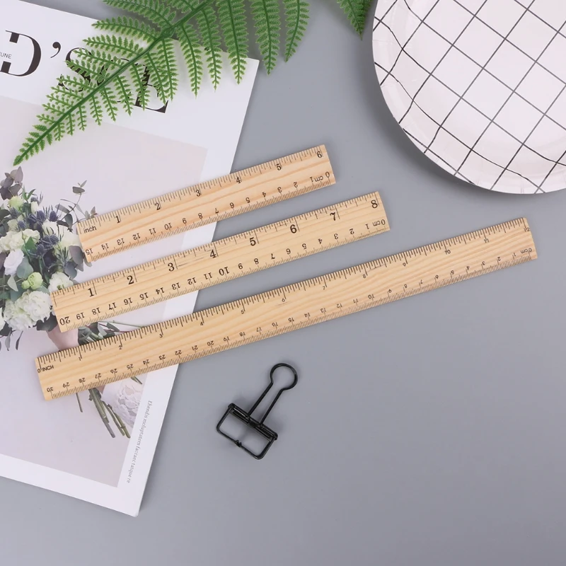 

15cm /20cm/ 30cm Wooden Ruler Double Sided Student Learning Stationery straight rule School Office Measuring Tool C26