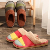 fashion indoor slippers women warm plush home slipper soft anti slip floor shoes lovers winter shoes candy color ladies slides