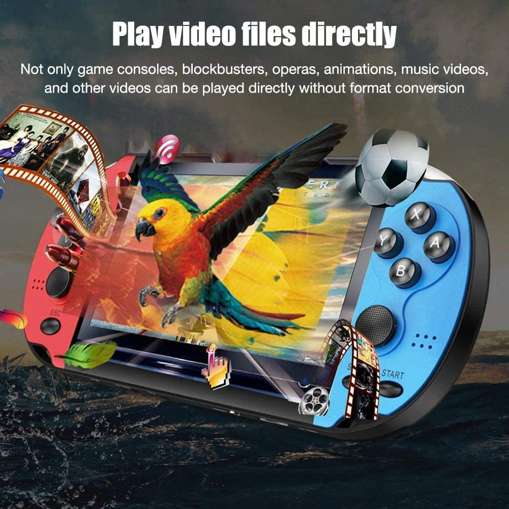 

Черный + красный + синий X7 карманный цветной экран видео Портативный игровой плеер 8 Гб AV TV Out 5,1 объемный звук MP3 MP4 плеер 4,3 дюймов