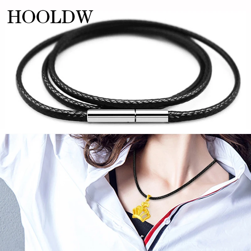 40-80cm 1-3mm Leather Necklace Cord Wax Rope Chain Stainless Steel Tube Clasp For Men Women DIY Necklaces Jewelry |