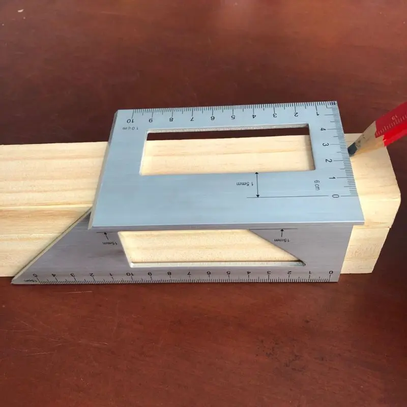

Aluminum Alloy Wooden Square Multifunction Ruler 45 90 Degree Gauge Woodworking