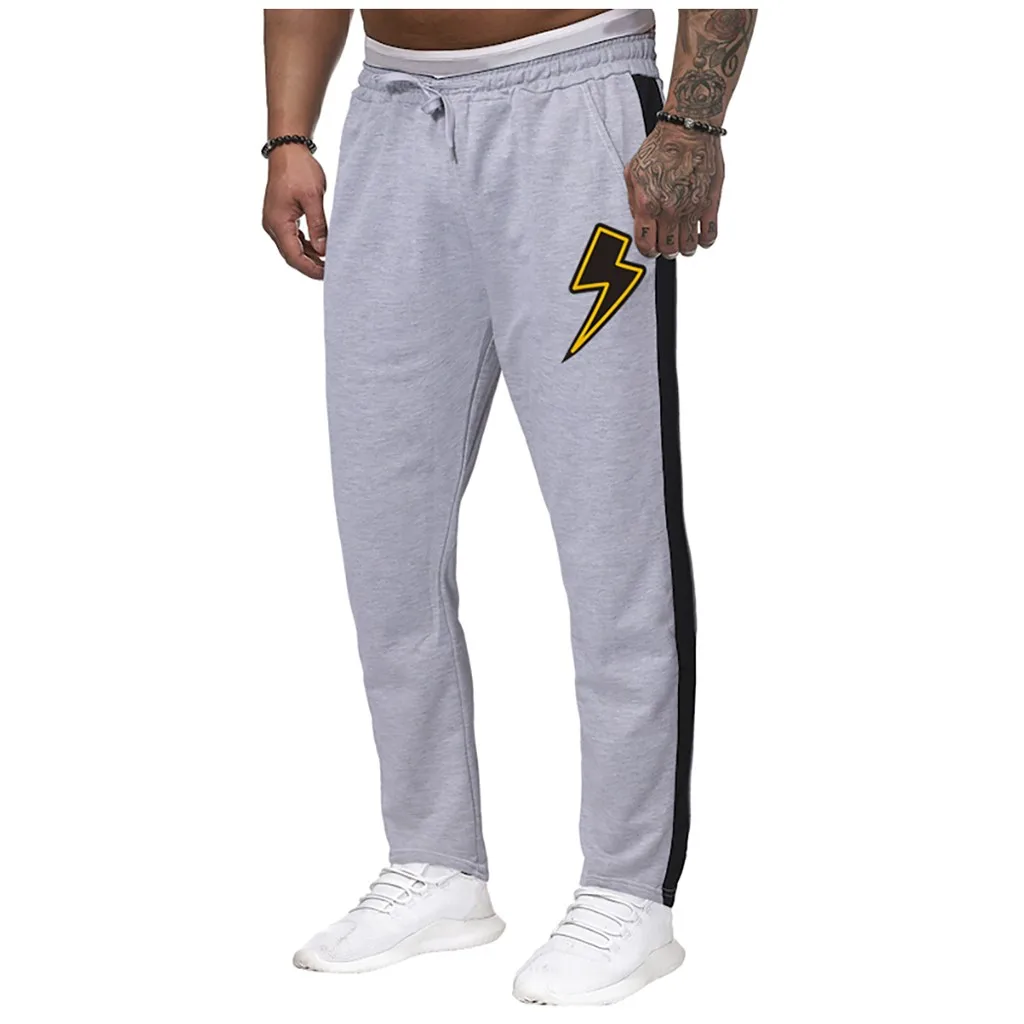 Мужские брюки сшитые в полоску комбинезоны повседневные с карманами спортивные