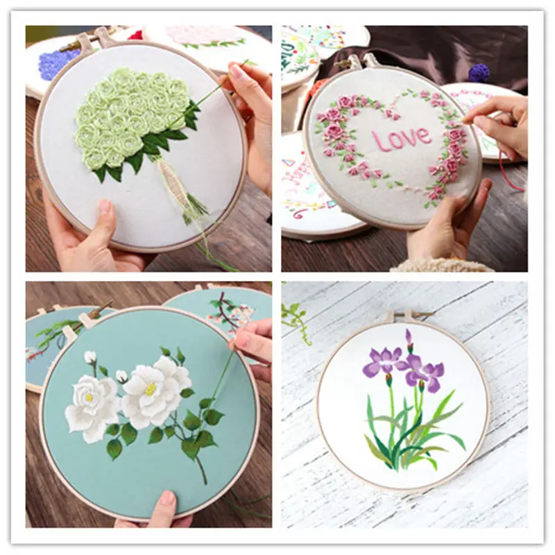 DIY Роза цветок круглая вышивка набор рукоделие искусство шитье ремесла Домашнее