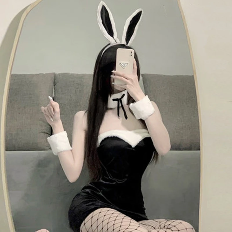 Сексуальный классический костюм кролика Bunny Girl Cosplay SIROLISA черного и розового цвета, японская аниме-униформа для взрослых в стиле порно-вечеринки, комплекты сексуального белья для женщин
