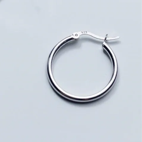 23 MM 925 пробы, серебряные, ручная работа, кнопки подковы, u-образные Твердые серьги, простые трендовые серьги, женские большие серьги-кольца - Цвет камня: 23 MM