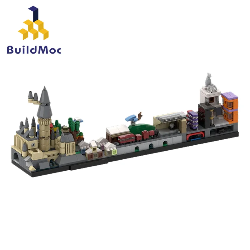 Строительные блоки с изображением конца дороги пары и собаки волшебный замок