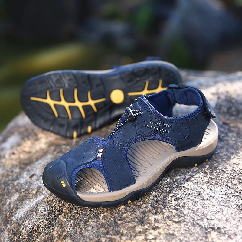 

Male Sandal Men Leather Sandals Shoes Genuine Roman Sandles For Mens White Gladiator Summer Footwear