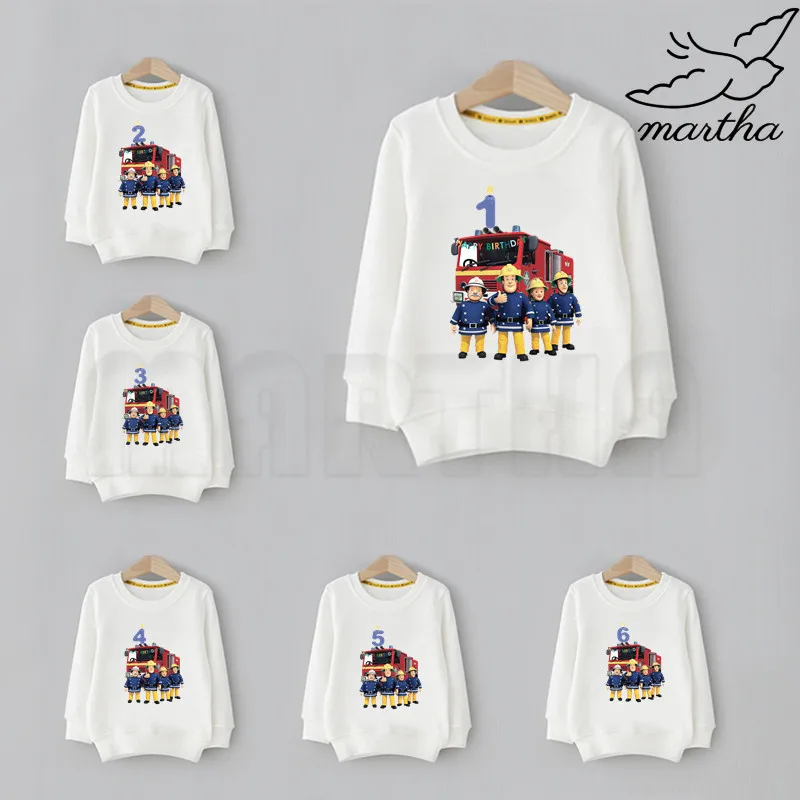 Толстовки Пожарный Сэм с цифрами на День рождения толстовки забавным рисунком