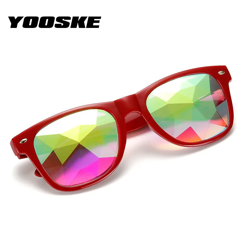 YOOSKE тренд калейдоскоп Glasse для женщин и мужчин Rave фестиваль солнцезащитные очки Косплей вечерние голографические солнцезащитные очки
