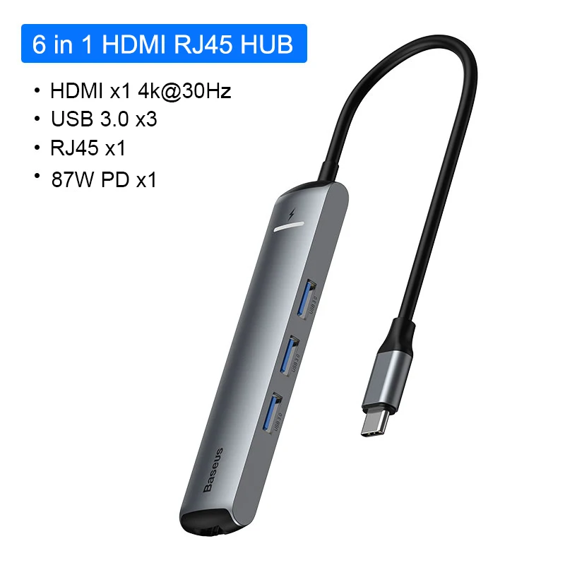 

New` USB C HUB USB to Multi HDMI-compatible USB 3.0 RJ45 Carder Reader OTG Adapter USB Splitter for MacBook Pro Air HUB Dock