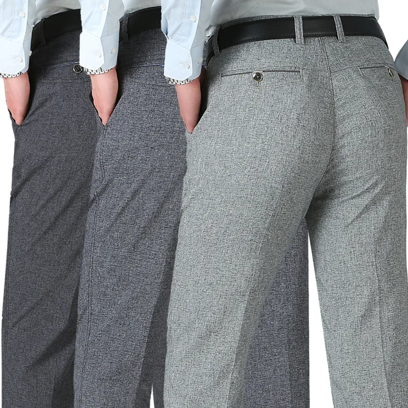 Брюки мужские деловые приталенные прямые штаны серого цвета тонкие офисные