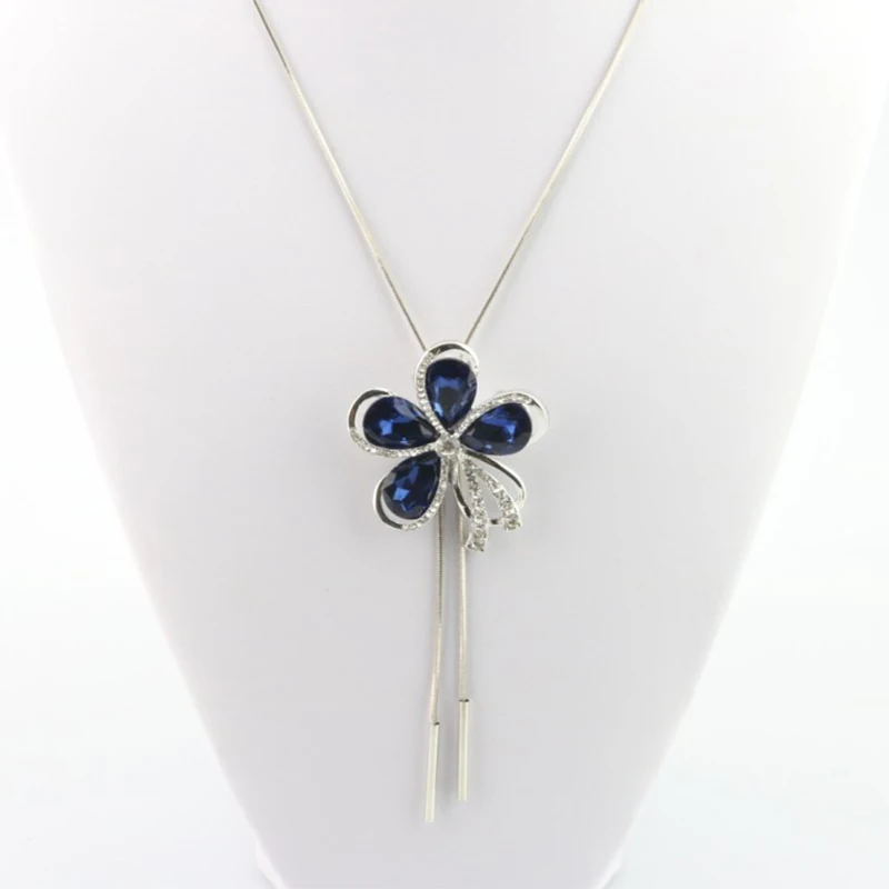 1 предмет Модный комплект свитер с камнем цепь длинной бахромой Капля воды цветок