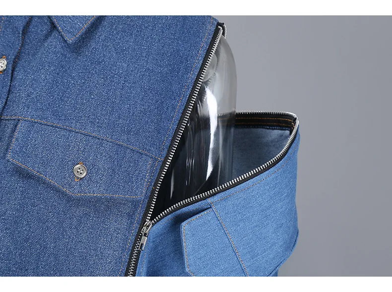 

Hot Trendy Loose comfortable Holes Denim Dress Vintage patchwork fashion Denim Dresses 2020