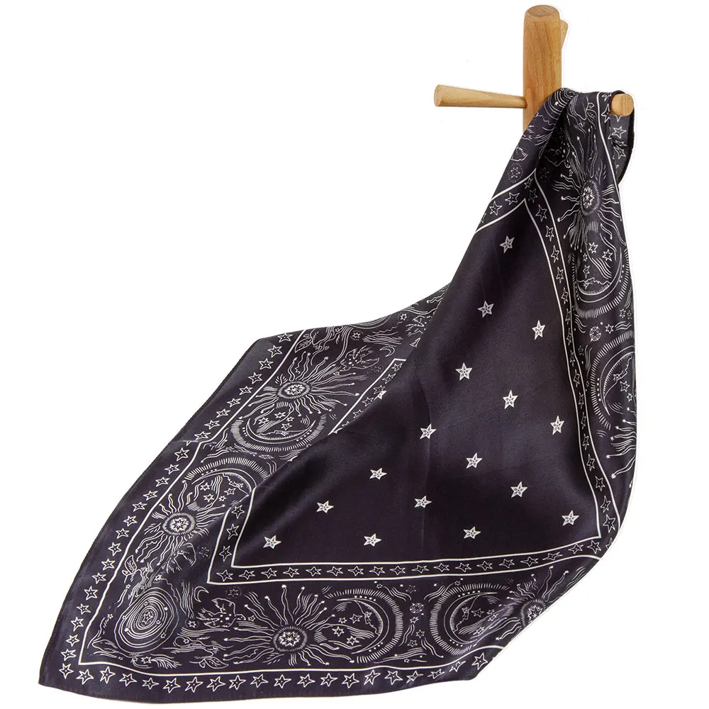 

High-quality Pure Silk Scarf Women Bandana Female Hair Scarf Women's Natural Silk Square Neck Head Scarf for Women Star SBS002