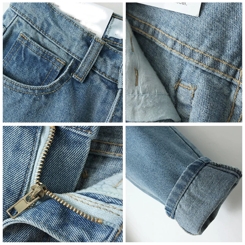 Jeans Women Pant Retro AA High Waist Loose Pants For Haren Jean Femme Denim Trousers jeans mujer 2019 |