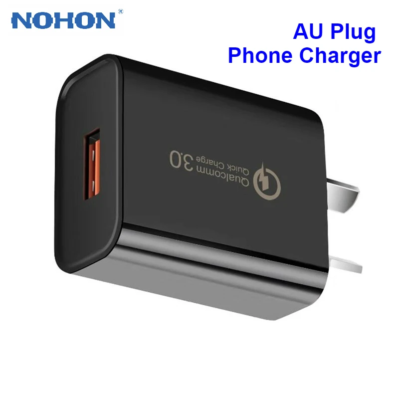 

Nohon AU Plug Travel USB Charger for iPhone Samsung Huawei Xiaomi 18W Fast Charger Quick Charge 3.0 3A US EU Phone Wall Cargador