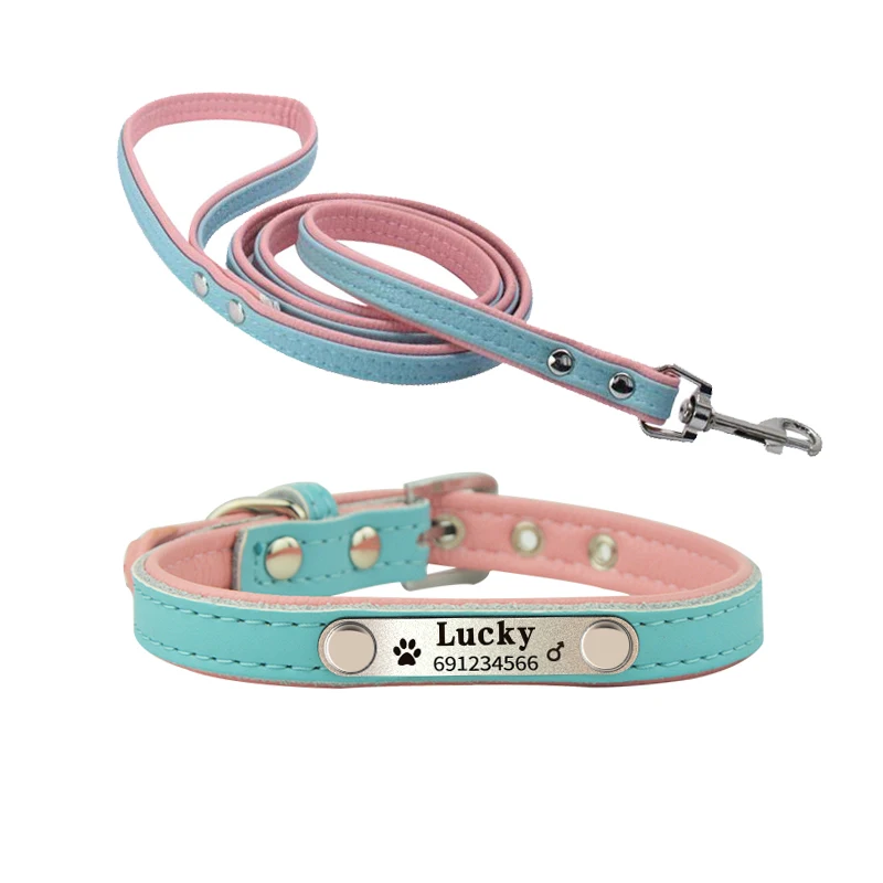 Ошейник из мягкой кожи для домашних животных|leash lead|personalized collarfree engraving |