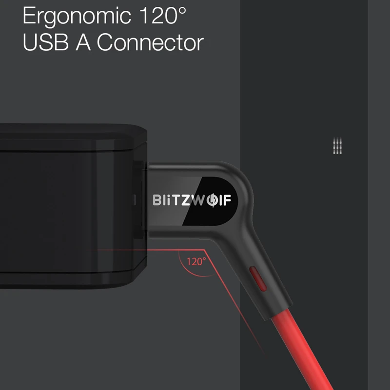Кабель Micro USB Blitzwolf 90 ° под прямым углом 2 4 А usb кабель для быстрой зарядки и