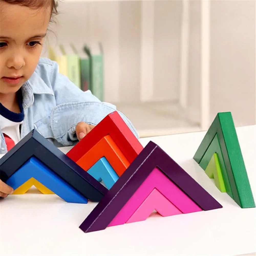 

Novelty Wood Rainbow Building Blocks Cartoon Block Wooden Toys Game Educational Toy Games for Baby Kids Children Game Funny Gift