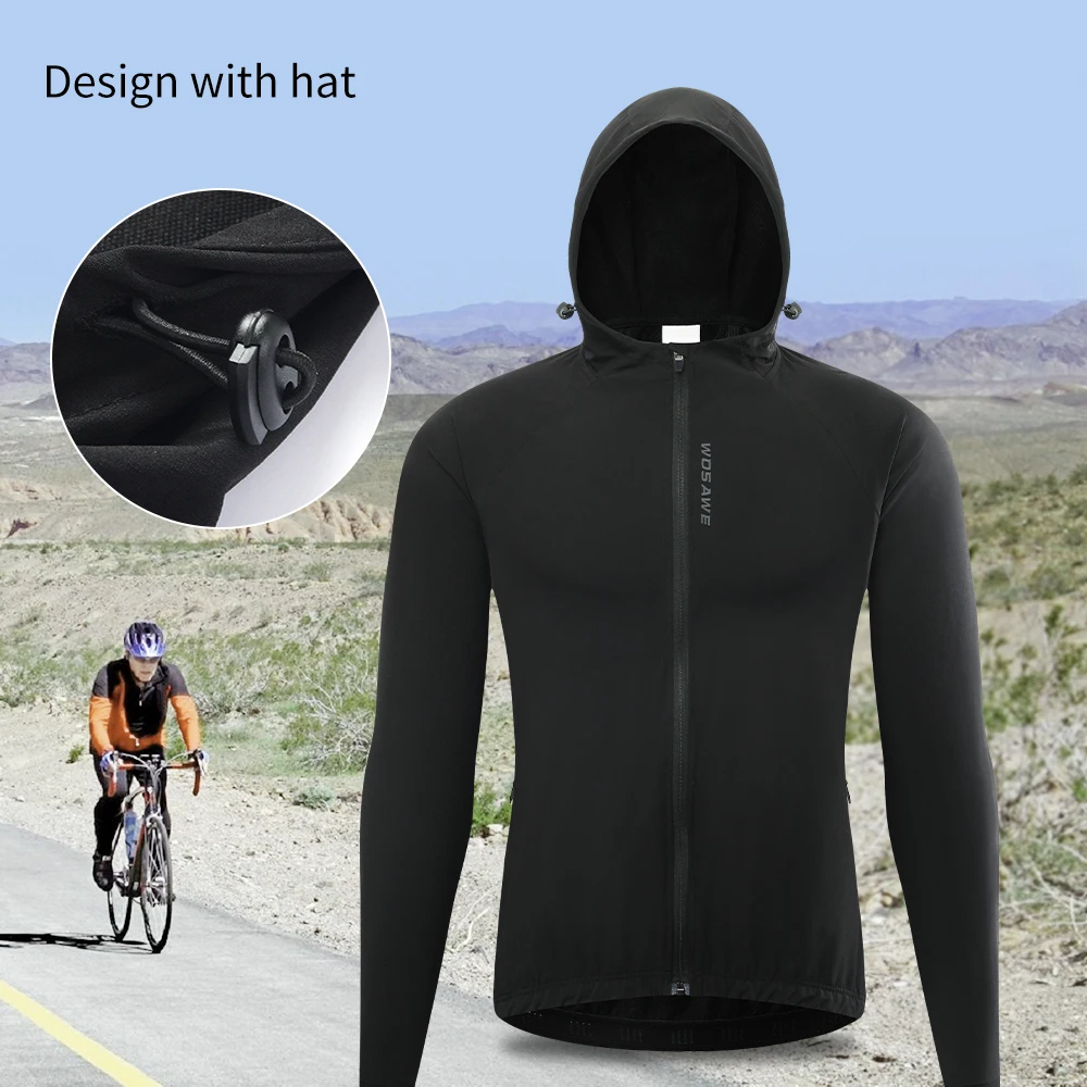 Светоотражающая ветрозащитная Мужская велосипедная куртка с капюшоном