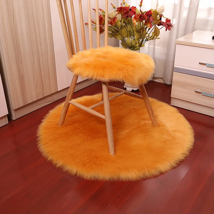 White Faux Fur Round Area Rug Plush Shipskin Flufy Pink Bedroom Rugs Living Room Soft Shaggy Floor Carpets Furry Mats Washable
