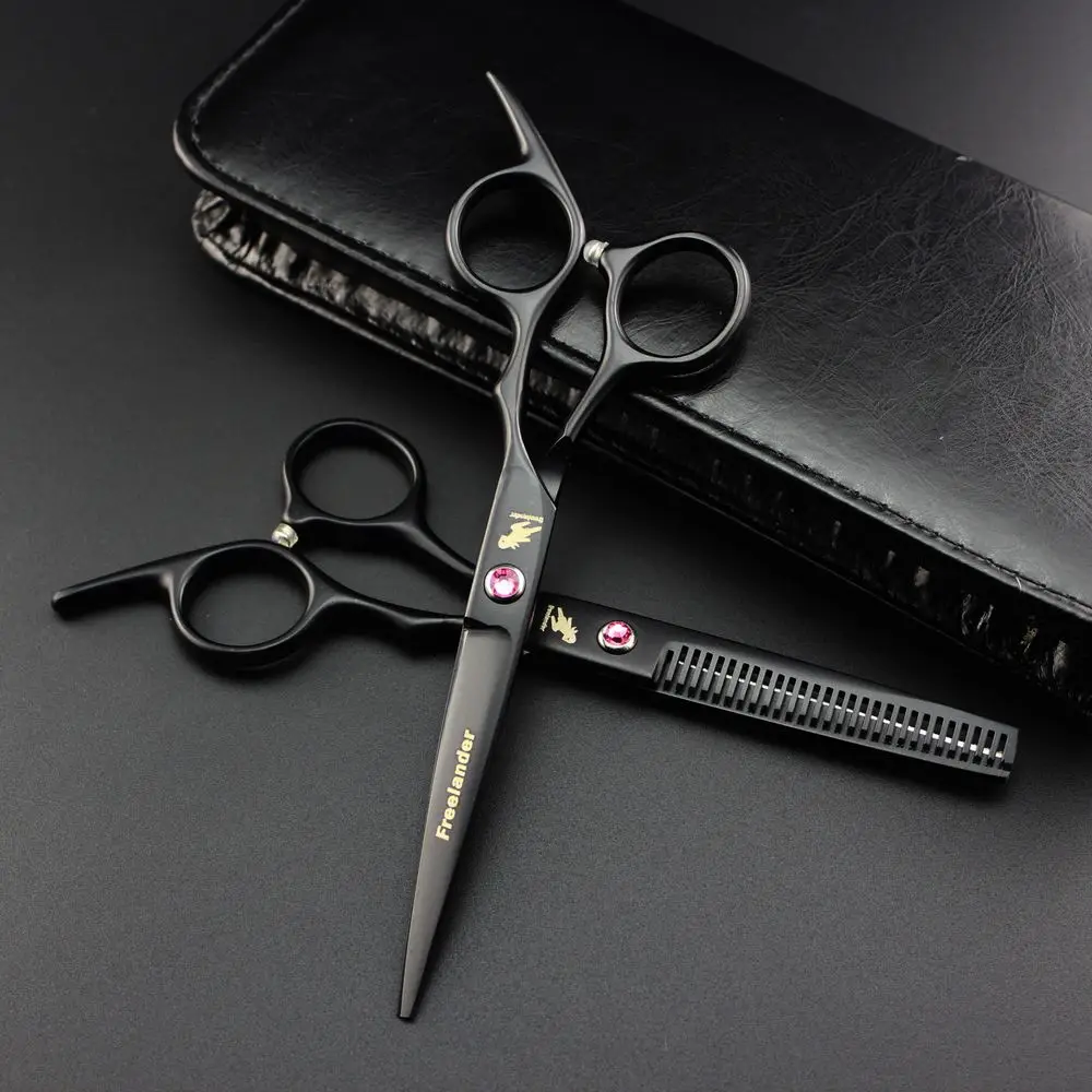 6 дюймов черные парикмахерские ножницы для резки филировочные профессиональные