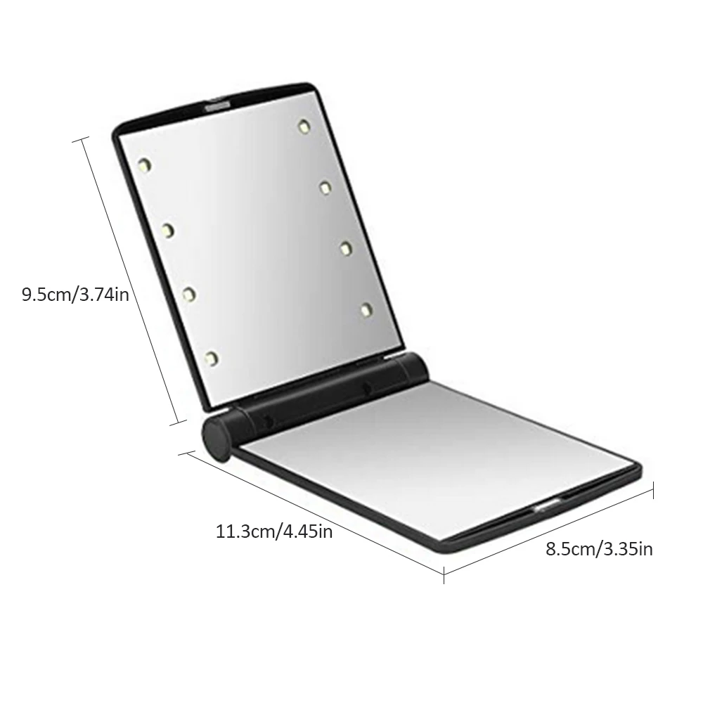 Мини карманное зеркало с светильник для макияжа маленькая ручная складка