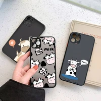 cute animal cow phone case for iphone 13 12 11 7 8 plus mini x xs xr pro max matte transparent cover