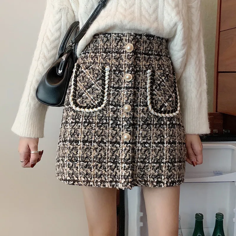 Короткие женские юбки с завышенной талией 2020 милая клетчатая юбка Женская