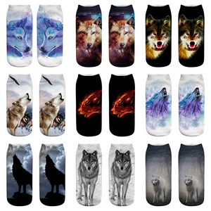 Новые носки с 3D-принтом волка, носки с животными, модные носки унисекс с мультяшным рисунком, Женские Смешные фотоноски для мужчин и женщин