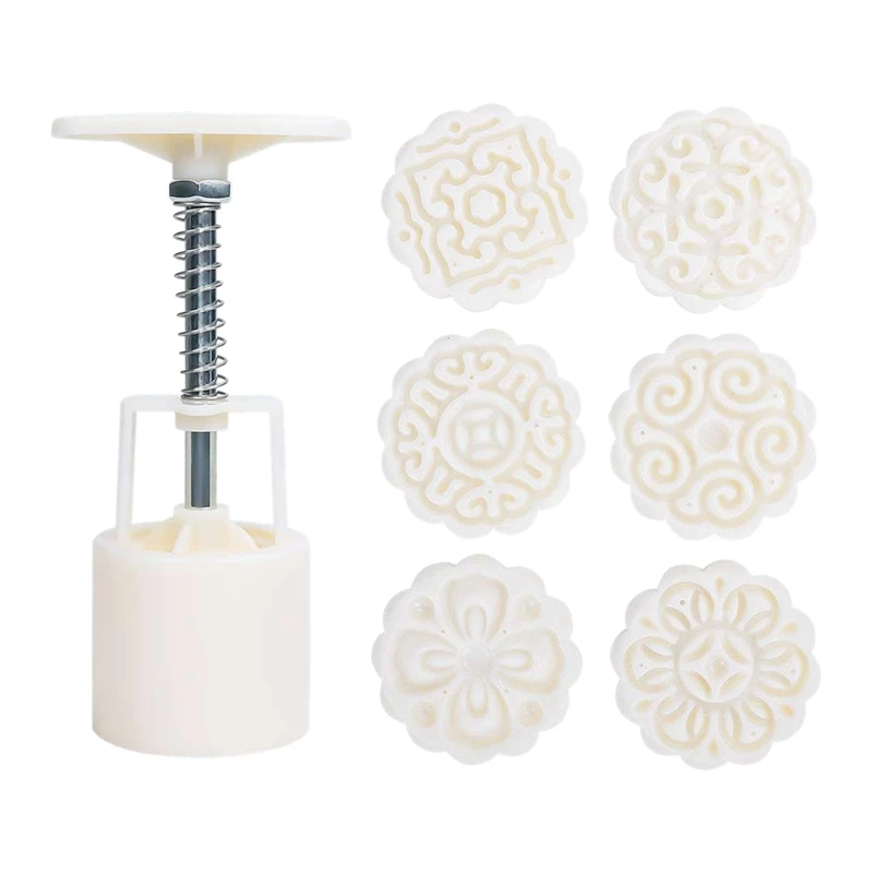 Середины осени ручной Давление форма для выпечки Луна с 6 штампы формочка печенья