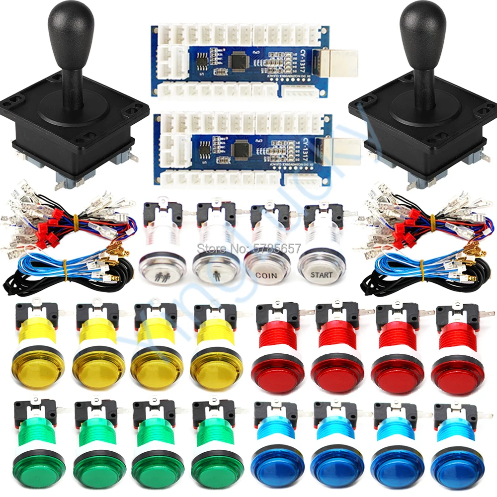 2 Player DIY Arcade Kit American Joystick With 12V LED Illuminated Button USB Encoder, for Video Games Arcade machine Kit