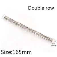 5pcs 165mm double row rhinestone decoration chainbikini connector buckles for shoulder strap clothing dress accessories