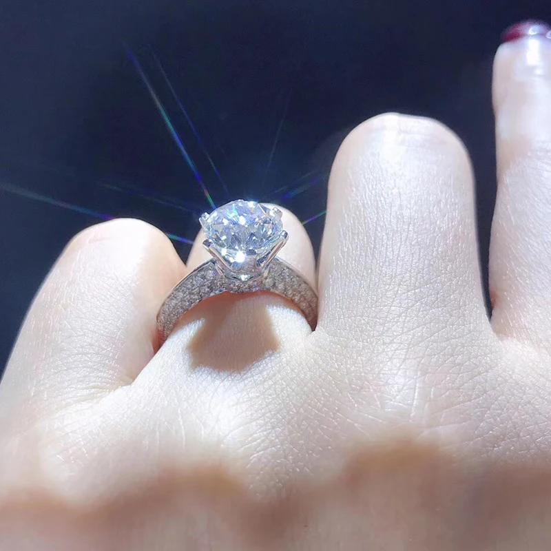 1ct блестящее CZ Кольцо для женщин Lover AAA 6,5 мм циркон камень зубец настройки кольцо очаровательные ювелирные изделия из натуральной кольцо из стерлингового серебра 925