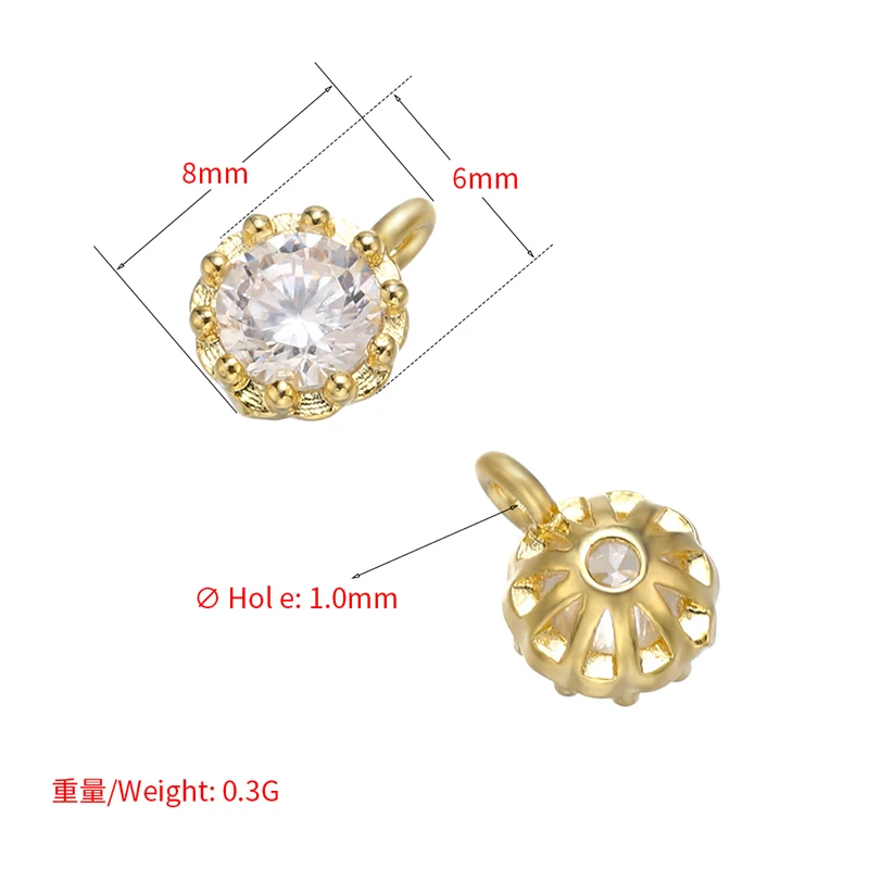 ZHUKOU 6x8mm Mini Brass Crystal Necklace Pendant for Women DIY Necklace Bracelet Jewelry Pendant Accessories model: VD665 images - 6