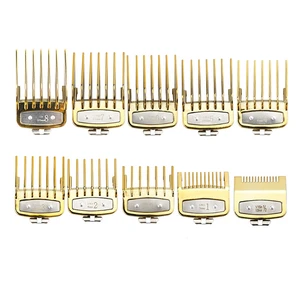 Oil Head Clippers Colorful Limit Comb Hairdressing Tool for Wahl Caliper Electric Hair Clippers Limit Comb 10Pcs,Golden