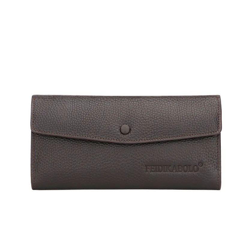 

New Design Men's Long Wallet Top Layer Cowhide Purse Fashion Phone Case Male Cards Holder Day Clutch