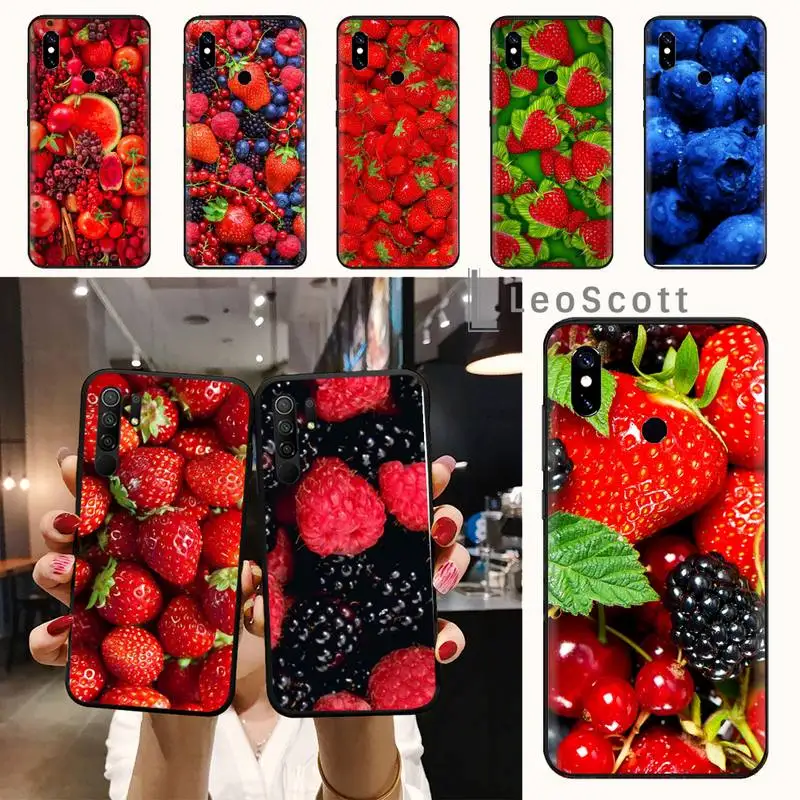

Fruit blueberry Strawberry pattern Phone Case For Xiaomi Redmi note 7 8 9 t max3 s 10 pro lite funda shell coque cover
