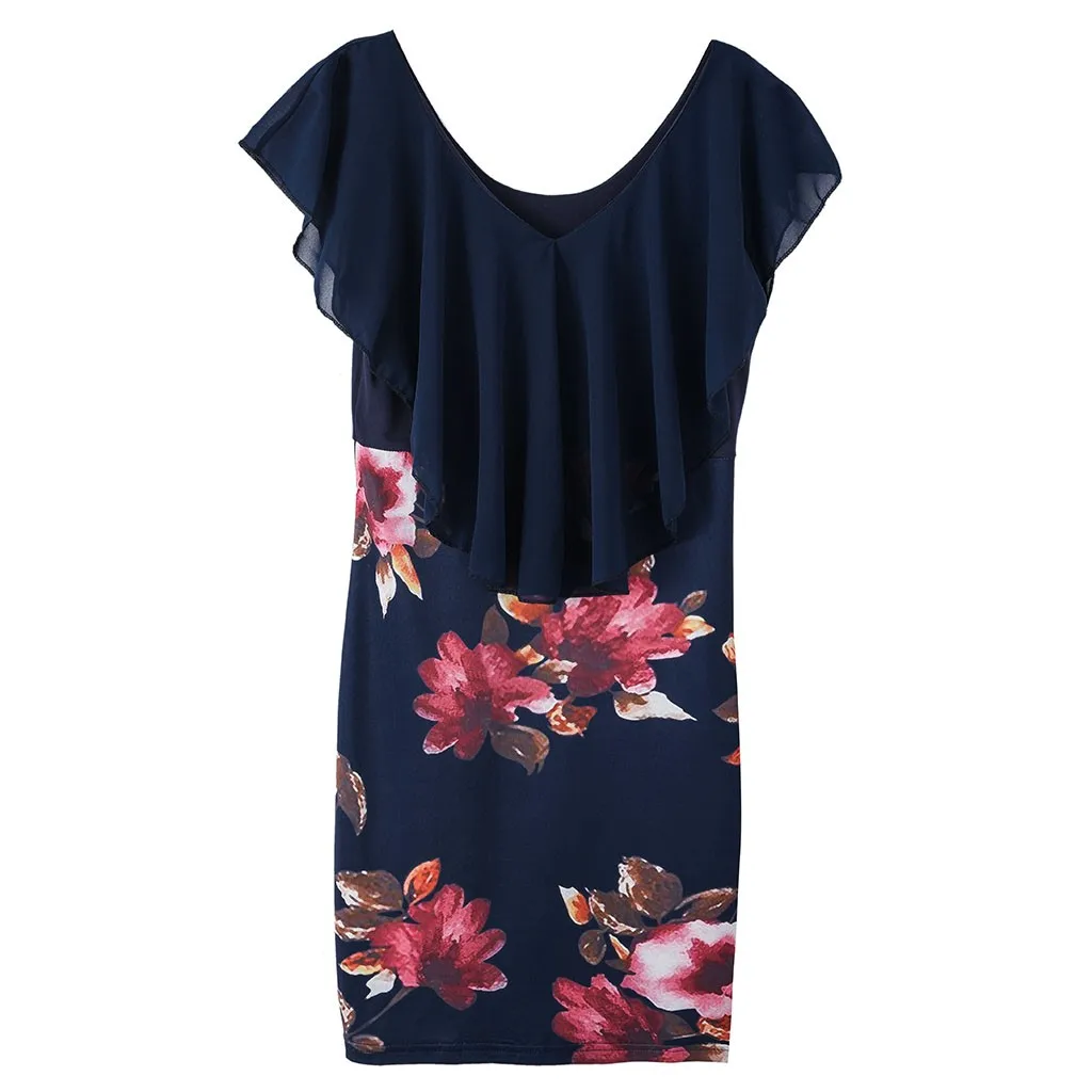 Летнее женское платье без рукавов с цветочным принтом повседневное эластичное