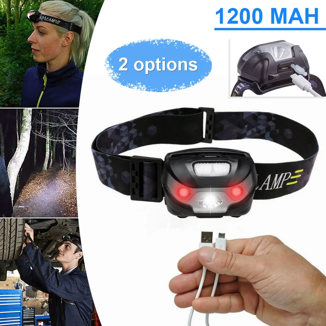 

Led headlamp Powerfull Headlamp Rechargeable LED Headlight Body Motion Sensor Head Flashlight Camping Torch Light Lamp With USB