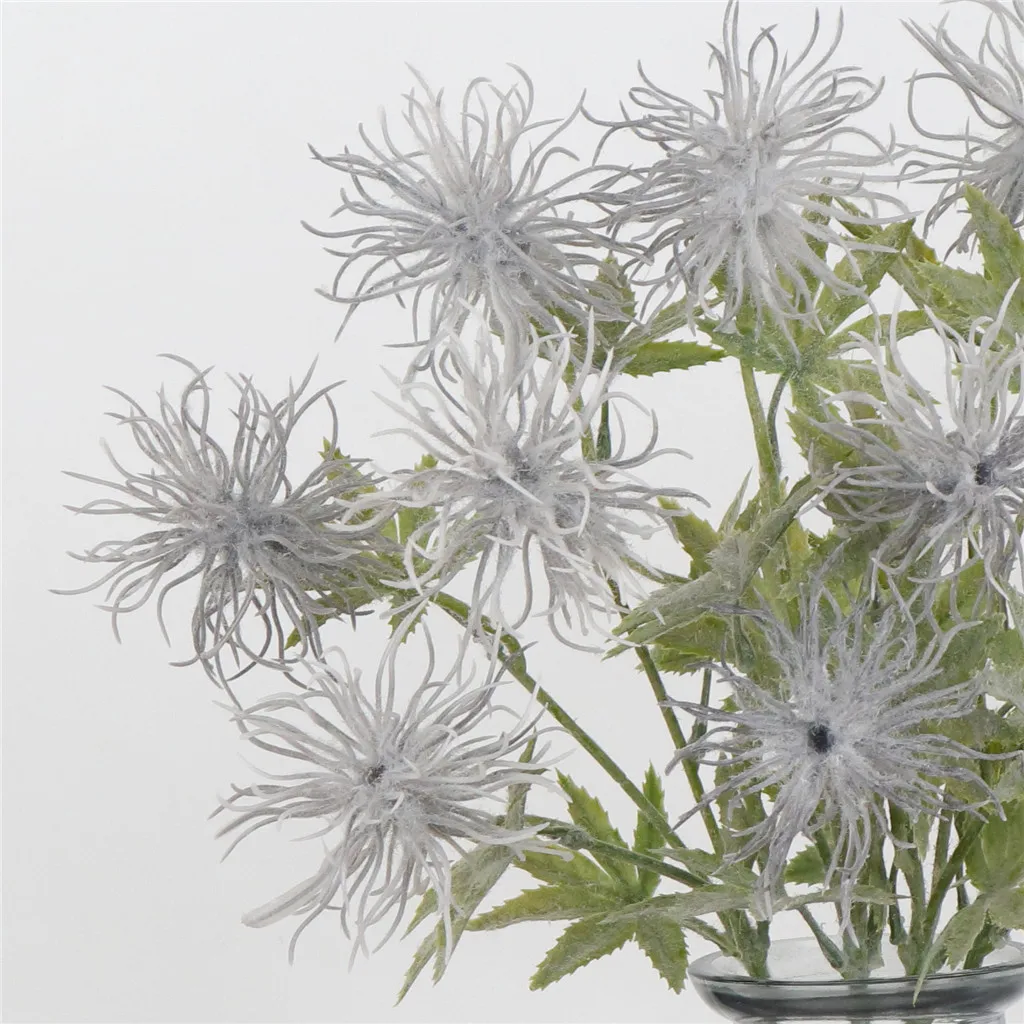 Искусственные флокированные Leucospermum цветы ветка для дома Свадебные Декоративные