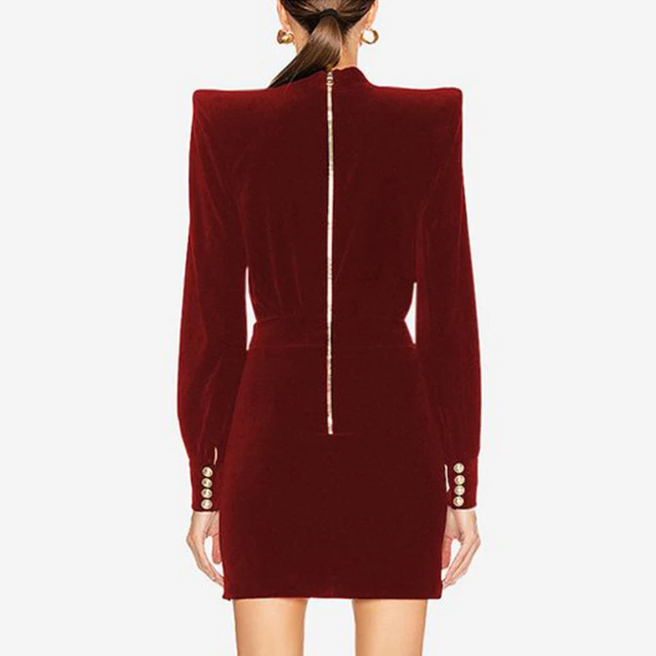 

2021 New Ladies Solid Color Round Neck Sexy Hollow Chest Diamond Buckle Belt Waist Wrap Velvet Dress Fashion Party High Street
